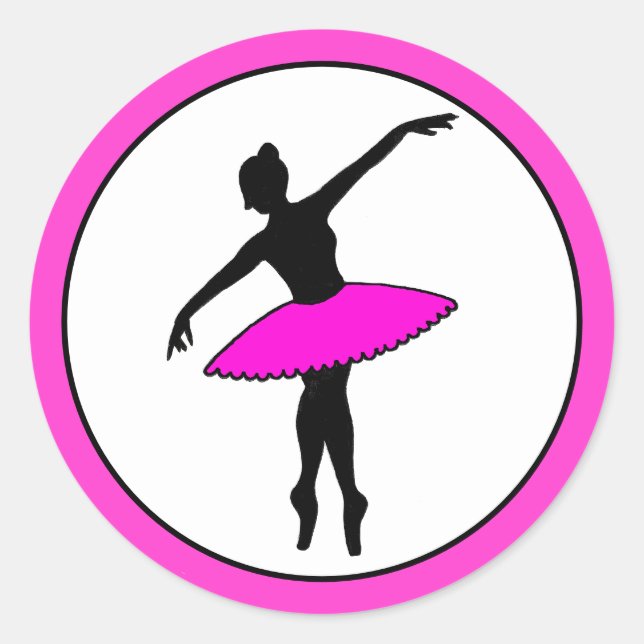 Adesivo Balé Ballerina Neon Dancer Silhouette Quente Rosa (Frente)