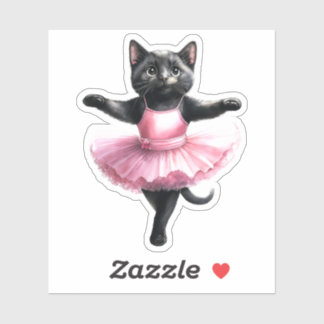 Adesivo Balé de dança de bailarina de gato preto