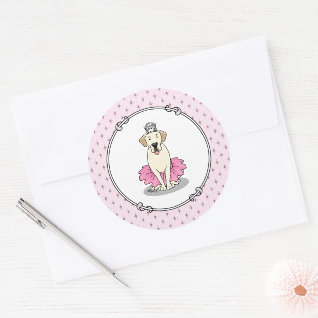 Adesivo Balé Princesa Amarela Labrador - Cão do Retriever (Envelope)