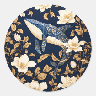 Adesivo Baleia Azul Elegante William Morris Inspirou Flora