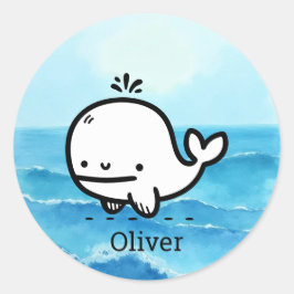 Adesivo Baleia-Bebê Adorável - Arte da Criatura do Mar de