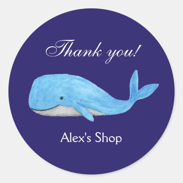 Adesivo Baleia Cólvora Obrigado Nome personalizado pequena (Frente)