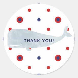 Adesivo Baleia de Aquarela Cinza Náutico com Pontos Vermel