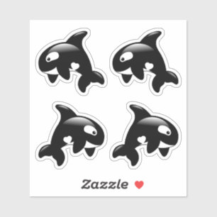Adesivo Baleia de assassino bonito da orca, grupo de 4