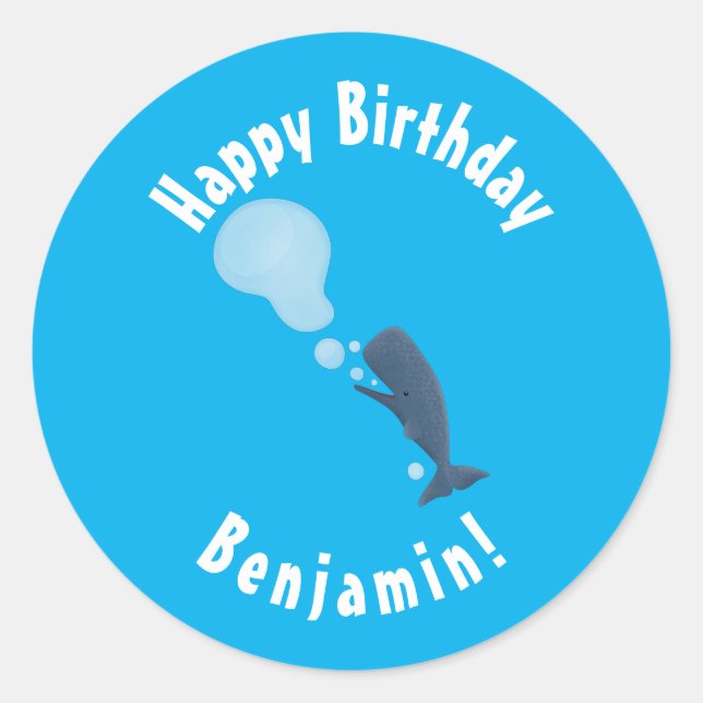 Adesivo Baleia de esperma branca soprando cartoons (Frente)