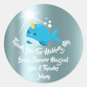 Adesivo Baleia do Unicórnio favorece Chá de fraldas Obriga