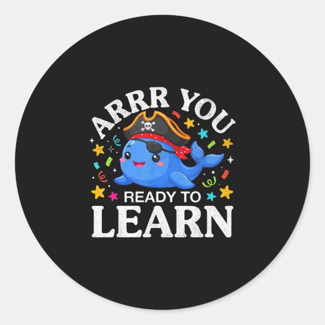 Adesivo Baleia engraçada arrr pronta para aprender profess (Frente)