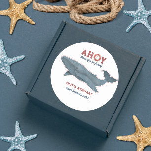 Adesivo Baleia Obrigado Chá de fraldas náutico