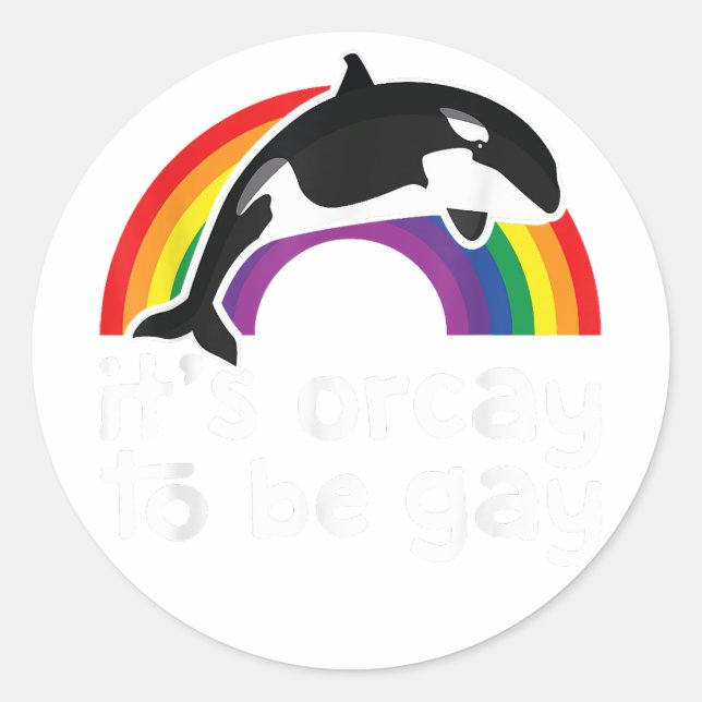 Adesivo Baleia Orca LGBT É Orcárie ser Gay Rainbow Gay P (Frente)