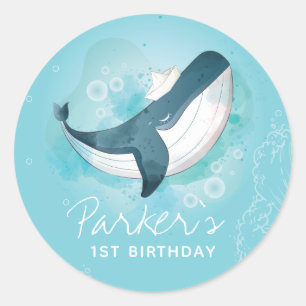 Adesivo Baleia personalizada do aniversário