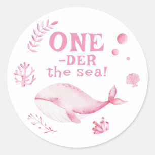 Adesivo Baleia Rosa Debaixo Do Mar 1º Aniversário 