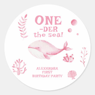 Adesivo Baleia Rosa Debaixo Do Mar 1º Aniversário