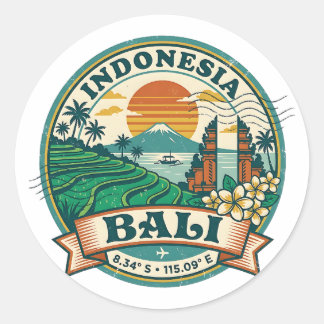 Adesivo Bali Retro 70s Vintage Travel Stamp Indonesia