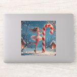 Adesivo Ballerina Anime Girl & Candy Cane Christmas<br><div class="desc">A neve estalou suavemente sob seus pequenos pés enquanto ela girava e dançava. O tutu cor-de-rosa, uma nuvem de tula, rodopou-se pela sua delicada estrutura. Em suas mãos pequenas, ela embrenhou uma bengala gigante, suas faixas brilhando na luz verde e macia. A floresta, manchada numa camada intocada de neve, se...</div>