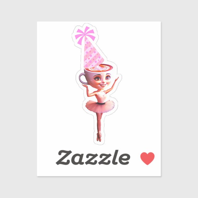 Adesivo Ballerina Cappuccina em Chapéu Festa de aniversári (Folha)