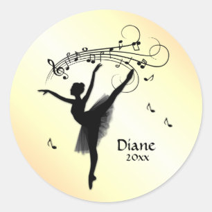 Adesivo Ballerina Dançando com Música Pessoal Amarelo