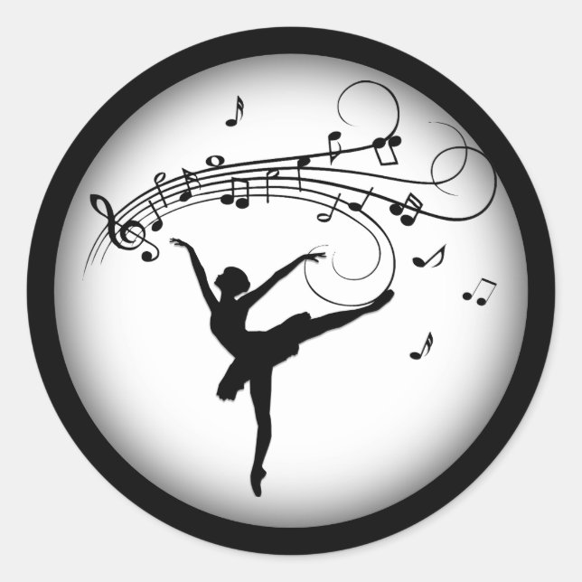 Adesivo Ballerina Dançando com Notas de Música (Frente)