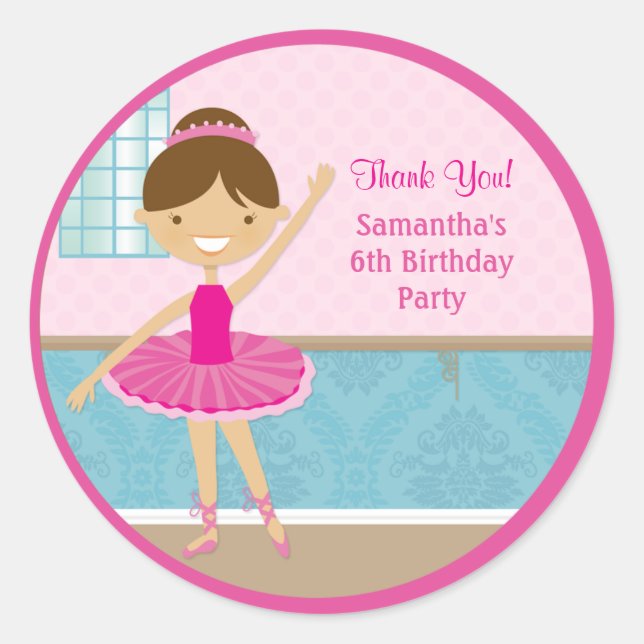 Adesivo Ballerina Festa de aniversário Favor Stickers (Frente)