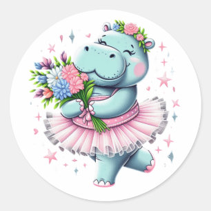 Adesivo Ballerina Hippo Sticker - Design de Tutu Floral