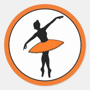 Adesivo Ballerina Neon Balé Dancer Silhouette Orange