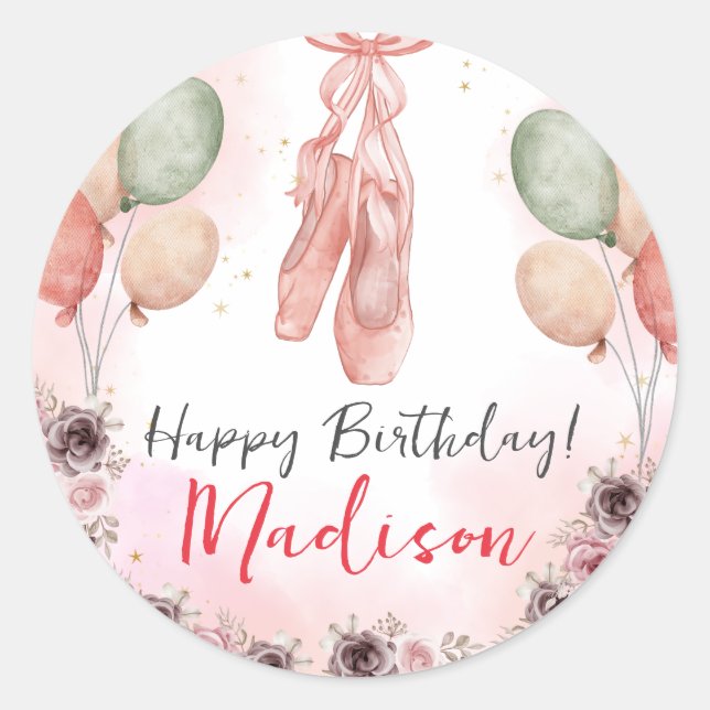 Adesivo Ballerina Pink Balé Slippers floral (Frente)