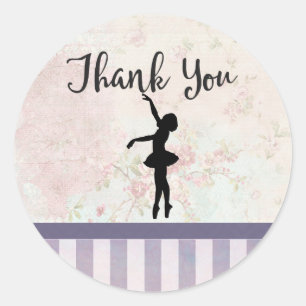 Adesivo Ballerina Silhouette sobre o padrão Vintage Obrig