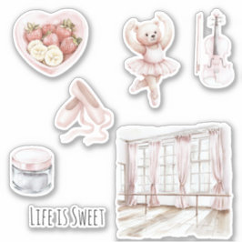 Adesivo Ballet Bar Teddy Bear Sapatos de Ballet Fruta Viol