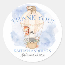 Adesivo Balloon Giraffe Zebra Obrigado Chá de fraldas