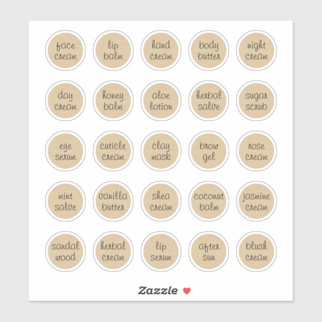 Adesivo Balm de Jar Cosmético Personalizável Kraft de 1,14 (Folha)