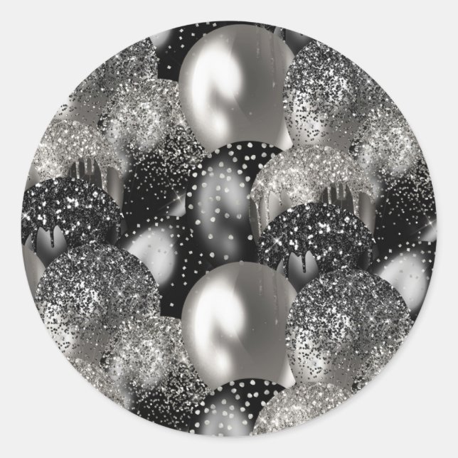 Adesivo Balões Aniversário do Festa Negra de Lata Negra (Frente)