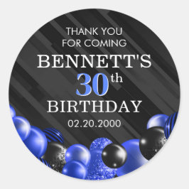 Adesivo Balões Azul Negro Aniversário