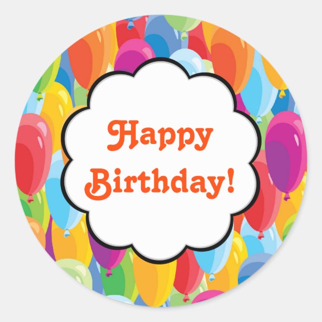 Adesivo Balões Coloridos - Vinhetas Felizes de Aniversário (Frente)