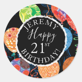 Adesivo Balões de aniversário de 21 anos festivos Adiciona