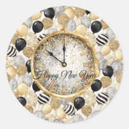 Adesivo Balões de Ano Novo Glitzy Dourado Prata Preto