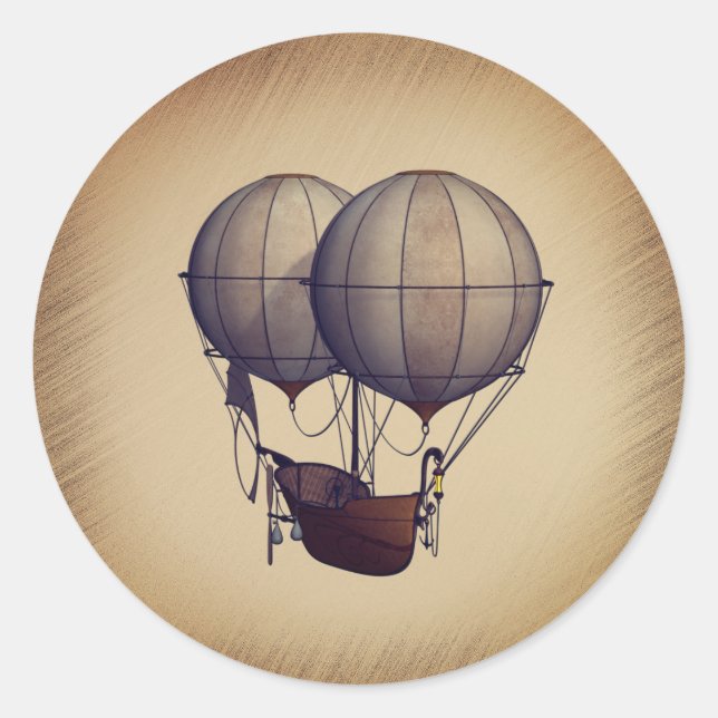Adesivo Balões de Ar Quente Steampunk com Navio (Frente)