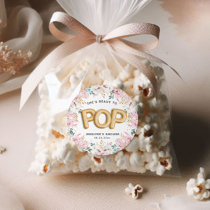 Adesivo Balões de Chá de fraldas Floral "Pronto para Pop"