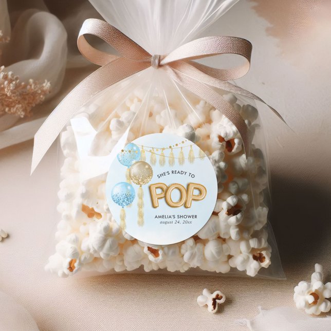 Adesivo Balões de Chá de fraldas Floral "Pronto para Pop" (Criador carregado)