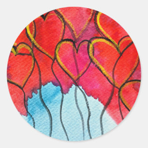 Adesivo Balões de coração vermelho Namorados aquarela