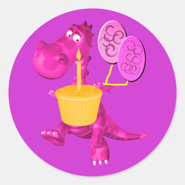 Adesivo Balões de Cupcake de Dragão Roxo Cuja (Frente)