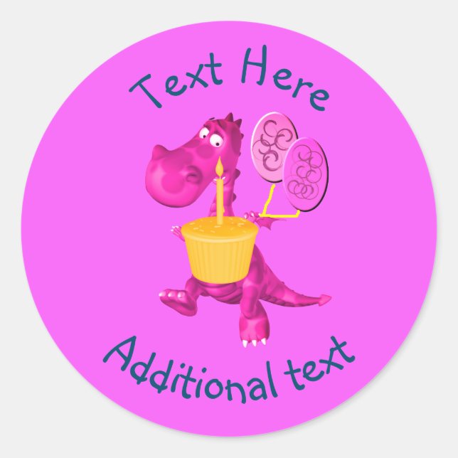 Adesivo Balões de Cupcake de Dragão Roxo Personalizados (Frente)