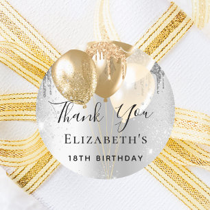 Adesivo Balões de ouro prateado de aniversário obrigado vo