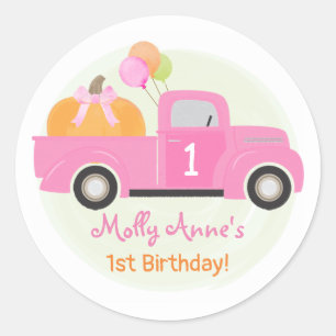 Adesivo Balões de Pumpkin Rosa Queda primeiro aniversario