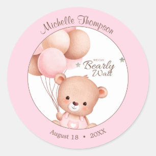 Adesivo Balões de Urso Aquarela Rosa