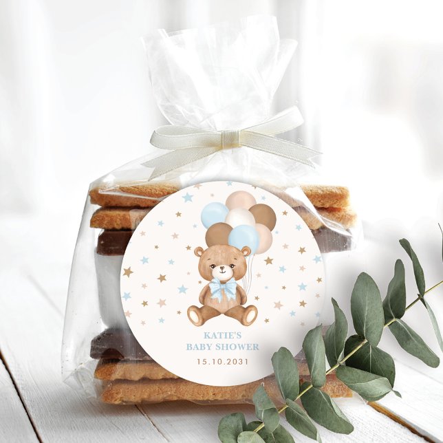 Adesivo Balões de Urso de Pelúcia Azul Retrô para Festa de (Criador carregado)