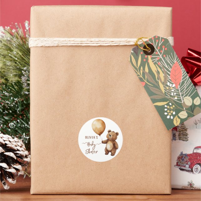 Adesivo Balões de Urso Nuvens Esperam Chá de fraldas Brilh (Feriado)