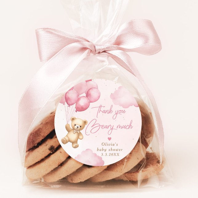 Adesivo Balões de ursos de peluche rosa Muito obrigado. (Criador carregado)