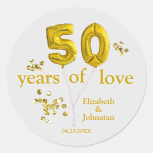 Adesivo Balões do 50º aniversário de casamento com nomes D