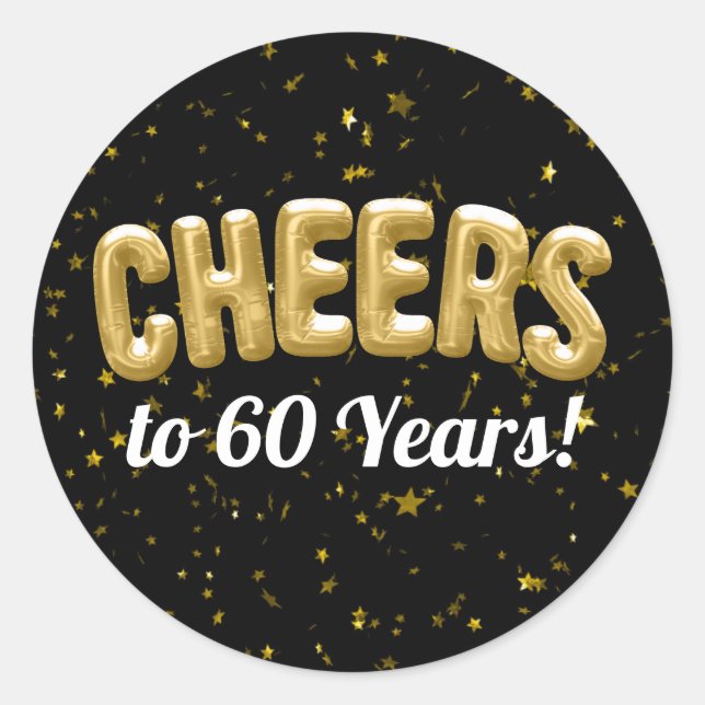 Adesivo Balões Dourados aplaudem 60 anos 60 anos aniversár (Frente)