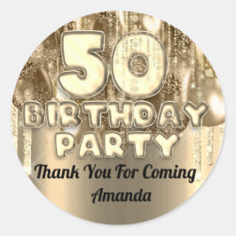 Adesivo Baloes dourados de 50 anos de idade Obrigado por v