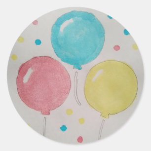 Adesivo Balões e Confetti Round Stickers